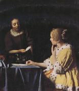 Jan Vermeer Misterss and Maid (mk30) oil painting on canvas